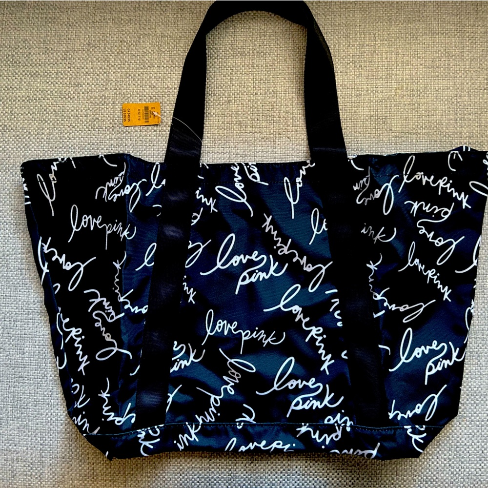 Victoria’s Secret Love Pink  
Black and White Signature Pattern Tote Bag